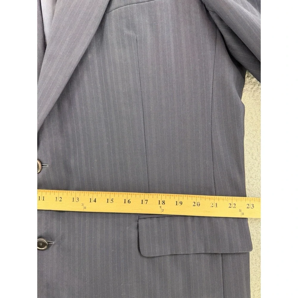 Hickey Freeman Navy Blue Gray Stripe Blazer 46 XLG Loro‎ Piana Suit Jacket